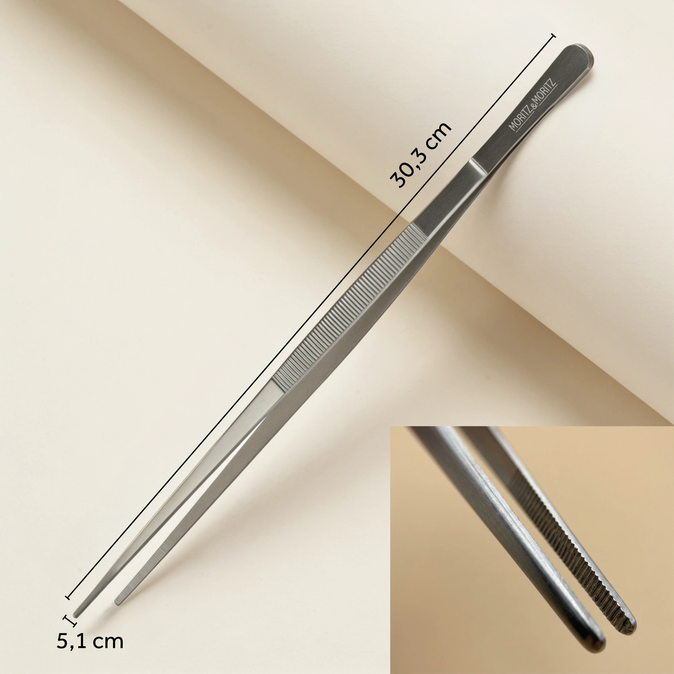 Anrichtpinzette 30 cm spitz aus Edelstahl