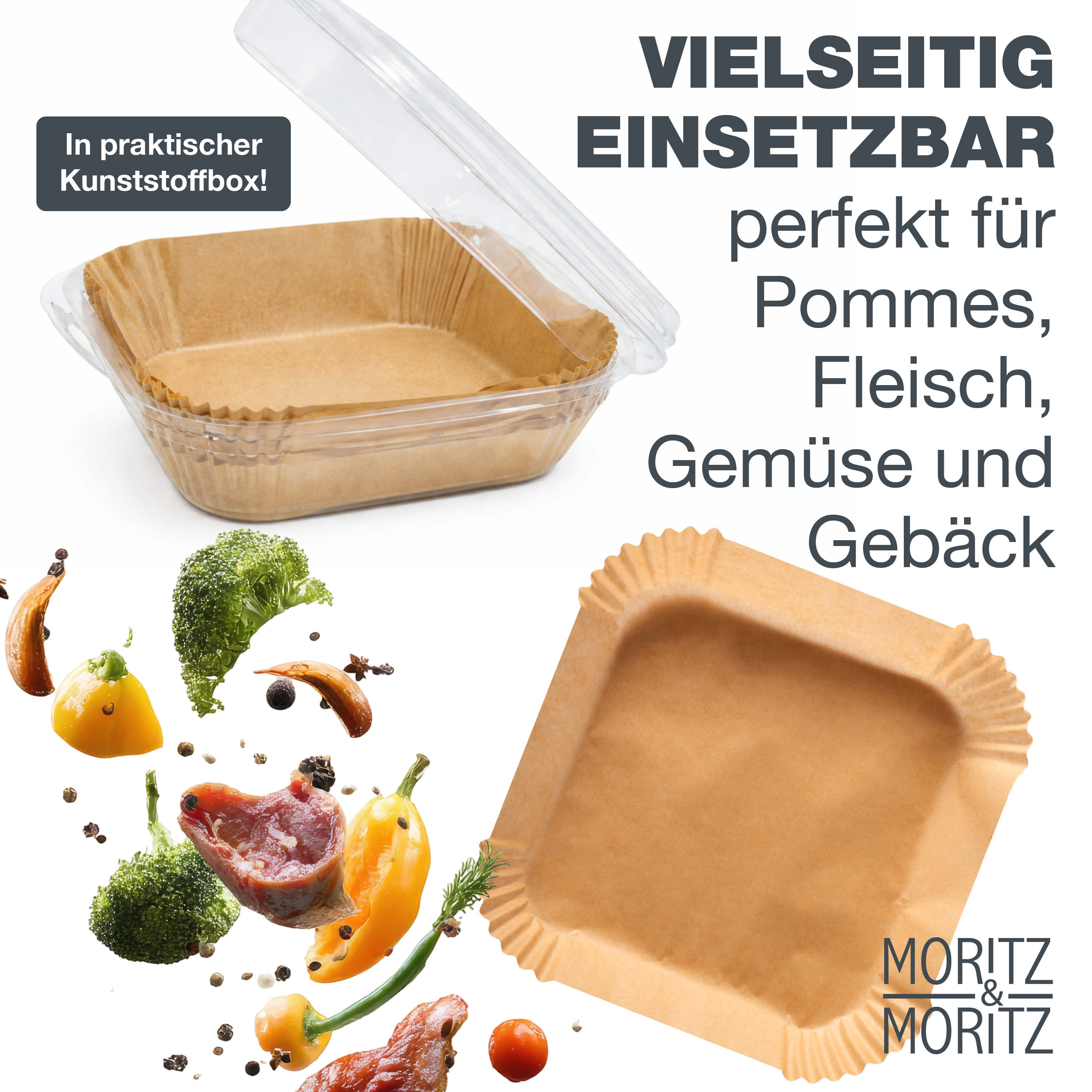 Airfryer Backpapier Quadrat 20x20 cm - 125 Stück