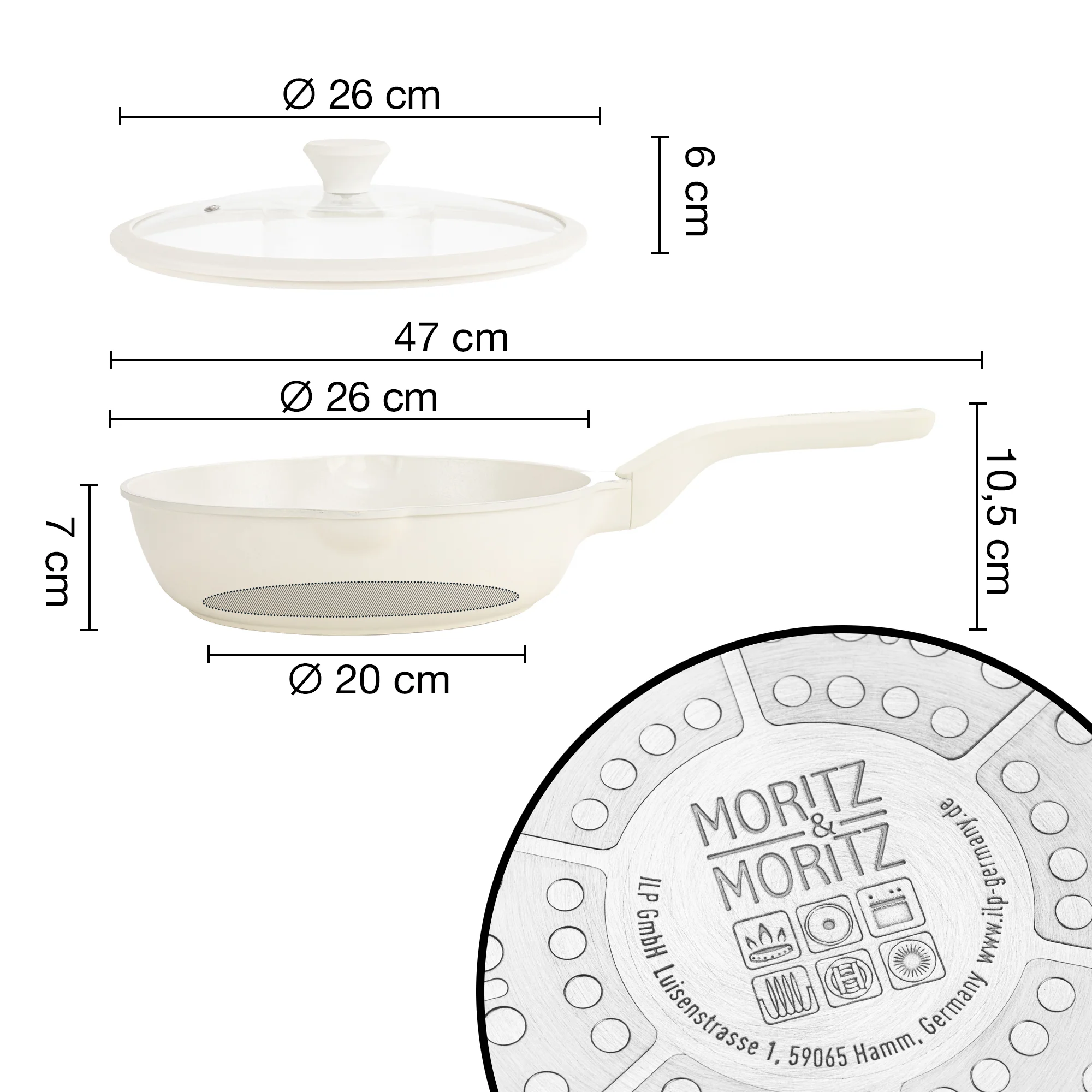 Multifunktionspfanne 26cm Ø mit Deckel - Creme Multifunktionspfanne 26cm Ø mit Deckel - Creme