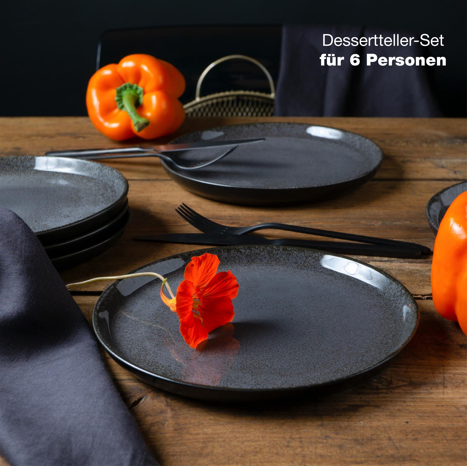 6-teiliges Salatteller-Set in Anthrazit von Moritz & Moritz Ein sechsteiliges Gourmet-Salattellerset in elegantem Anthrazit von Moritz und Moritz, perfekt für stilvolle Tischdekoration und anspruchsvolle kulinarische Präsentationen.