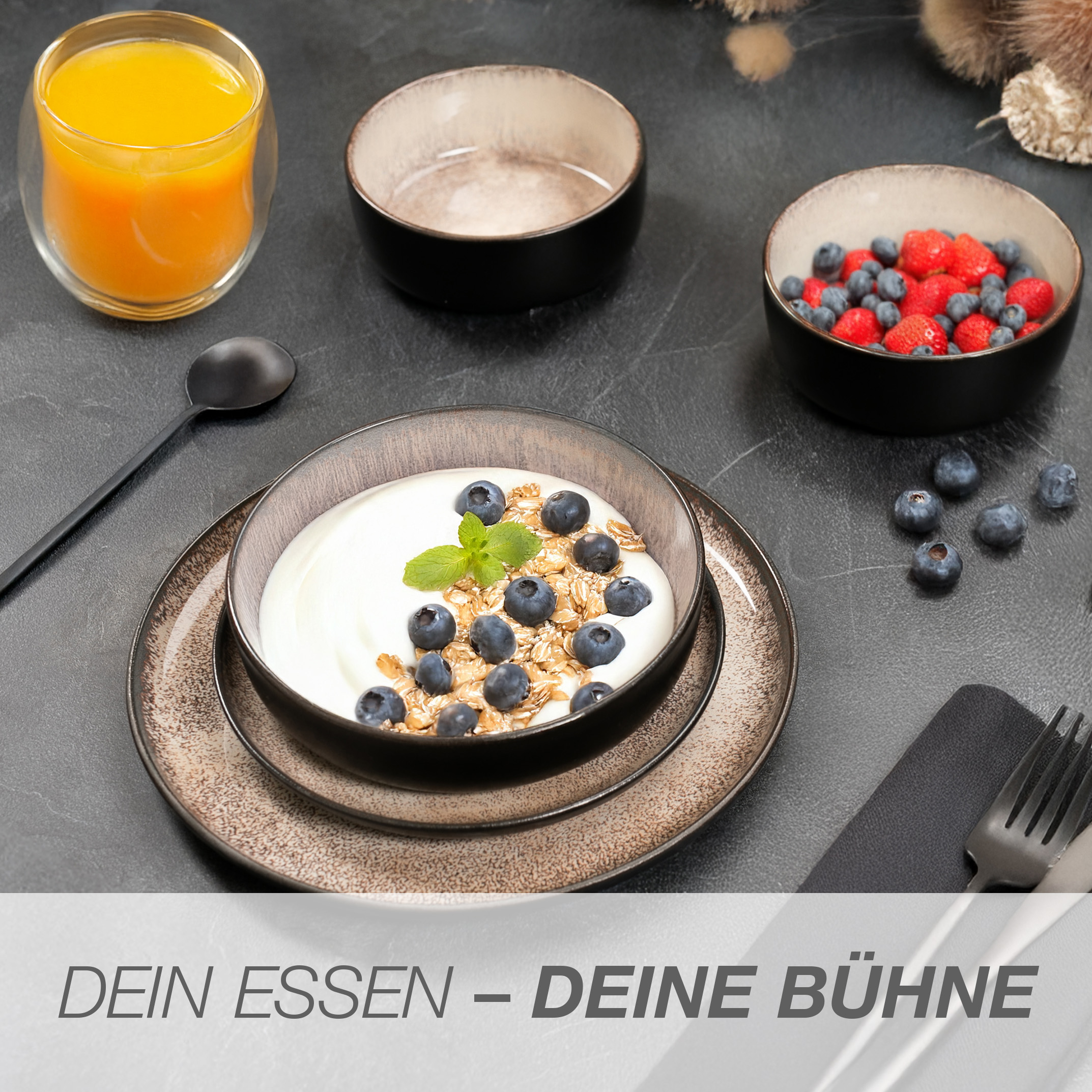 VIDA 24-teilig Geschirrset mit Müslibowls Beige