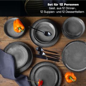 Moritz & Moritz VIDA Geschirr Set 36teilig anthrazit elegant